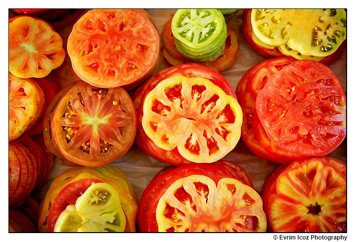 Heirloom tomatoes salad in Oregon wedding