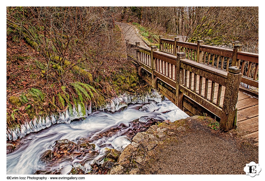 Winter Snow Frozen Wahkeena Falls Oregon